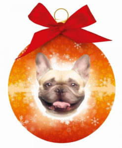 Francia bulldog karácsonyfadísz