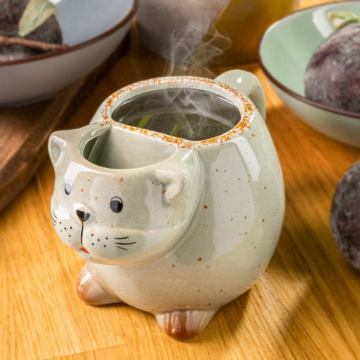 Macskás bögre teafilter zsebbel